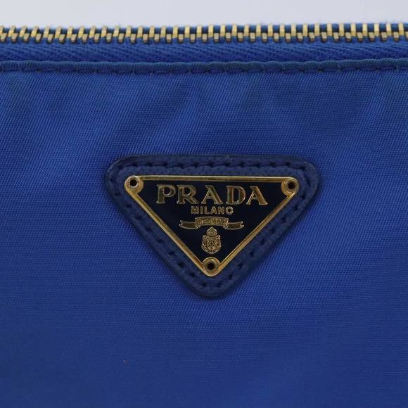 PRADA Accessory Pouch Nylon Blue Gold Auth 90956 - Picture 13 of 16